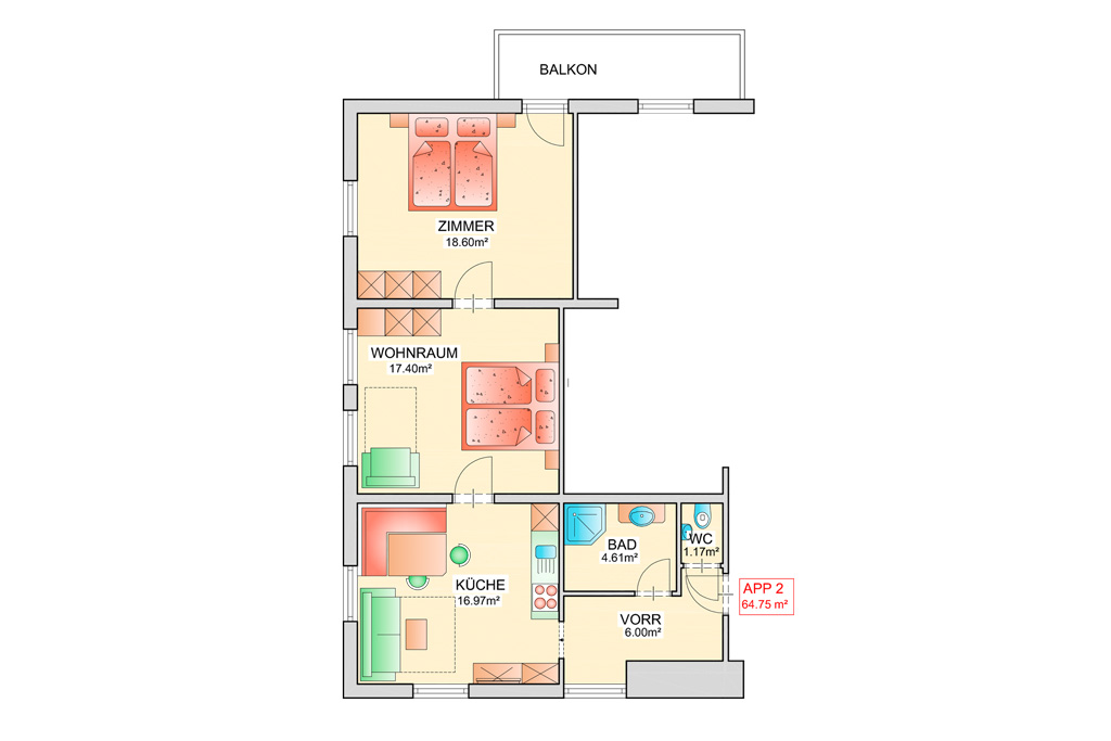 Haus Renate – Rauris | Appartement 2 | Grundriss