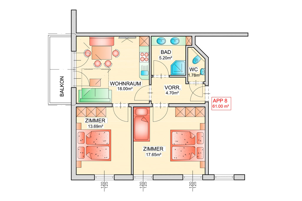 Haus Renate – Rauris | Appartement 8 | Grundriss