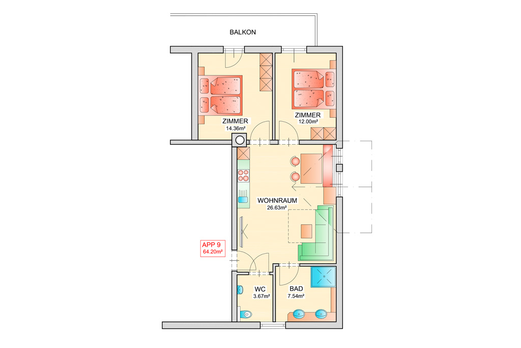 Haus Renate – Rauris | Appartement 9 | Grundriss